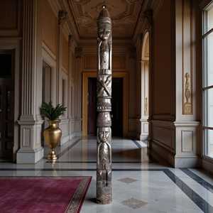 Panel de Pared de Madera Tribal Naga de la India, Tallado a Mano, Decoración Arquitectónica, Estilo Rústico Antiguo, para Interiores de Hotel, Combinable, 1 Contenedor - Product Image 1