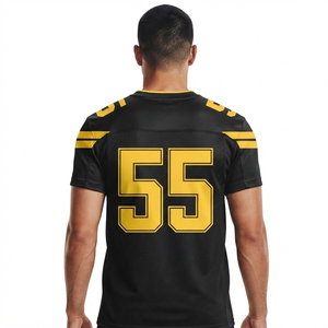 เสื้อเจอร์ซีย์อเมริกันฟุตบอลแขนสั้นคอวีสำหรับผู้ชาย ผลิตโดยผู้ผลิตเสื้อทีมอเมริกันฟุตบอล สามารถสั่งทำชื่อทีม หมายเลข และโลโก้ได้ - Product Image 2
