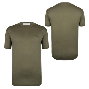 Camiseta de Manga Corta para Hombre, Color Verde Oliva, Cuello Redondo, Corte Regular, Color Sólido, Informal, de Algodón Tejido, Estilo Urbano, de Secado Rápido - Product Image 1