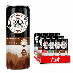 กาแฟอาราบิก้าสกัดเย็น กระป๋องอะลูมิเนียม 250 มล. 24 กระป๋อง ปราศจาก GMO ปราศจากนม ปราศจากกลูเตน VINUT รับผลิตแบบ OEM ODM แบรนด์ส่วนตัว ขายส่ง - Product Image 1