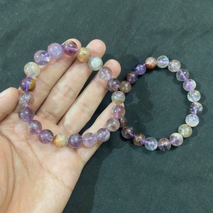 กำไลข้อมือลูกปัดอะเมทรินธรรมชาติ 10 มม. สำหรับทุกเพศ หินนำโชคแท้ คริสตัลแท้ งานแฮนด์เมดทันสมัย ของขวัญเครื่องประดับแฟชั่น - Product Image 2