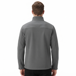 Veste polaire grise pour homme, fermeture éclair intégrale, col montant, coupe-vent, vêtement d'extérieur décontracté, coupe régulière, polyester, OEM ODM, marque privée - Product Image 3
