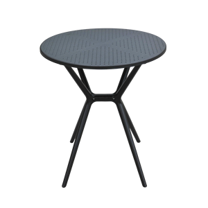 Modern Minimalist <b>Round</b> Plastic Outdoor <b>Table</b> with Perforated Top Eco-Friendly Durable Design for Patio Use - Product Image 1