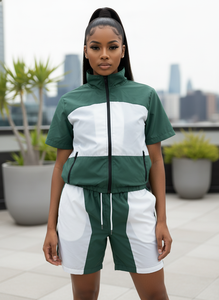Conjunto Deportivo de Color Blocking Addahar, Manga Corta, Cierre Frontal, Unisex, Deportivo, Verano, Ligero, Poliéster, Casual para Adultos - Product Image 5