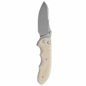Couteaux pliants avec manche tressé beige, lame drop point finition stonewashed, bouton de pouce et poignée ergonomique pour les activités de plein air - Product Image 6