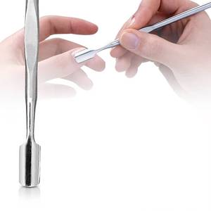 Pousse-cuticules plat en acier inoxydable pour manucure, réutilisable - Product Image 4