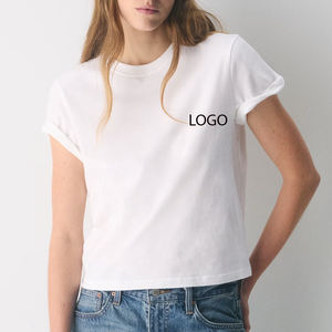 T-shirt Oversize Femme Tendance Street Style Épaules Tombantes Coupe Ample Décontractée Vêtement d'Été Mode Commande en Gros Design Couleur Unie - Product Image 1