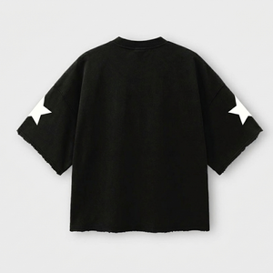 Camiseta Corta Oversize Estilo Urbano Casual para Hombre, Ropa de Verano 100% Algodón, Cuello Redondo, Diseño con Letras Impresas - Product Image 4