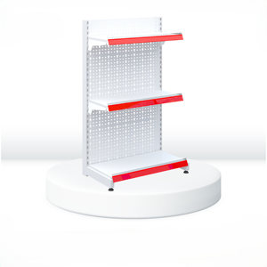 One Tech Factory-direct 3-tier PERFORATED SINGLE-SIDED GONDOLA SHELF Powder Coated Pegboard Anti Rust NonSlip Retail Supermarket - Product Image 1