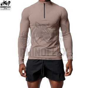 Camiseta de Entrenamiento de Manga Larga con Cuello Alto y Media Cremallera para Hombre, con Logotipo Personalizado, Transpirable, de Secado Rápido, para Otoño, Servicio OEM, Venta al Por Mayor - Product Image 3