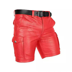 Street Style Casual Mens Leather <b>Shorts</b> with Mid Waist <b>Lightweight</b> & Eco-Friendly Design Bold Fashion Statement - Product Image 2