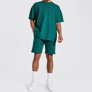 Conjunto Deportivo de Verano Unisex, Transpirable, de Tela de Rizo, 2 Piezas, con Logotipo, Camiseta de Manga Corta y Pantalones Cortos para Hombre, para Correr, Gimnasio, Fitness - Product Image 1