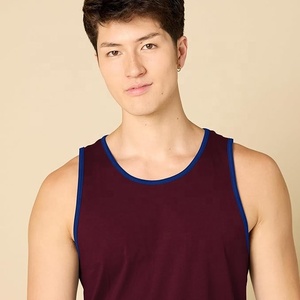 Camiseta sin Mangas para Hombre Ever Glow, Color Sólido, Tejida, Ecológica, Transpirable, Talla Grande, Poliéster/Algodón, Cuello Redondo, Casual, Color Granate - Product Image 3