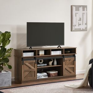 Mobile TV in Legno Stile Moderno Farmhouse con Ante Scorrevoli, Mobile Contenitore Regolabile per Soggiorno Stile Sh - Product Image 2