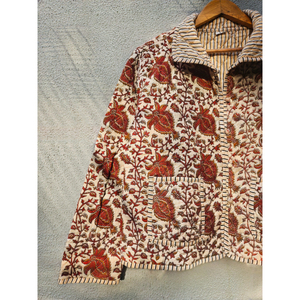 Handmade Floral Cotton Jacket Turn-down Collar Full Sleeve Prairie Chic Autumn Women's Jacket Lightweight Statement <b>Coat</b> - Product Image 2