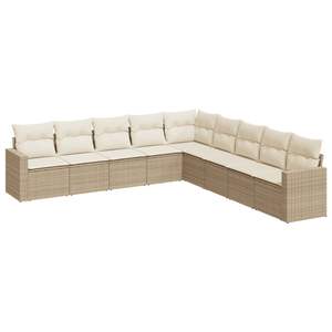 Conjunto de Sofás de Jardín de Mimbre Sintético, 10 Plazas, Estilo Contemporáneo para Exteriores, Color Beige - Product Image 2