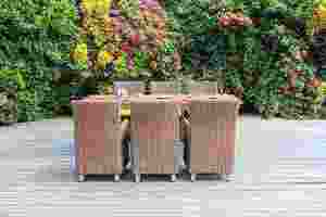 Ensemble de salle à manger en rotin de qualité supérieure pour 6 personnes avec table en bois massif pour patio - Product Image 4