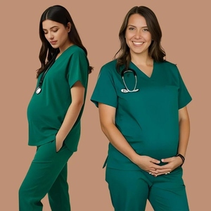 Wholesale Bulk Custom Female Hospital Medical <b>Scrub</b> Uniform Women Wrapped Nurse Maternity <b>Scrubs</b> <b>Top</b> Comfort Fit Side - Product Image 3