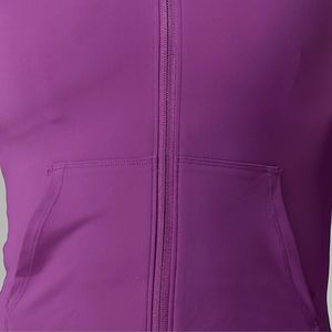 Women's Purple Full Zip Performance Hoodie Long Sleeve Breathable Stretch <b>Workout</b> Gym Running Fitness Activewear <b>Jacket</b> - Product Image 3