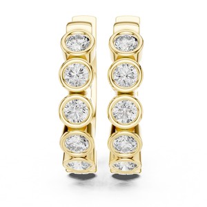 Pendientes de Aro Redondos de Calidad de Exportación, Oro Sólido de 14K, Joyería de Diamantes Cultivados en Laboratorio para Mujer, con Elegante Diseño de Aro - Product Image 6