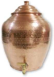 Pure Copper Water Dispenser Tank Hammered Finish Storage Pot Matka <b>Jar</b> Container Metallic Knob Spigot <b>Tap</b> - Product Image 4