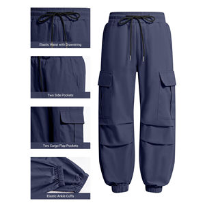 Pantalones Casuales para Hombre, Corte Regular, Cintura Alta, Cordón Ajustable, Elásticos, Largos, para Exteriores, con Múltiples Bolsillos, Peso Medio, para Primavera y Otoño - Product Image 4