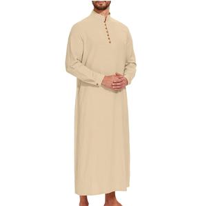 Túnica Blanca Thobe Thawb Qatar Dubai para Hombre con Costuras Elegantes, Ropa Musulmana Islámica, Thobe Jubba Kaftan Abaya para Hombre - Product Image 6