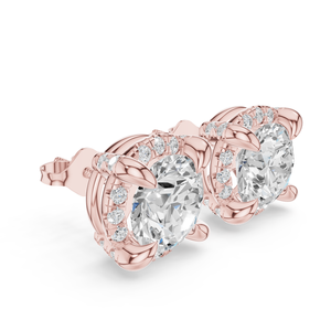 Rose Gold 18k Gold Plated Moissanite <b>Stud</b> <b>Earrings</b> Round Brilliant Cut Claw Setting Flower Design Women's Wedding Jewelry Luxury - Product Image 2