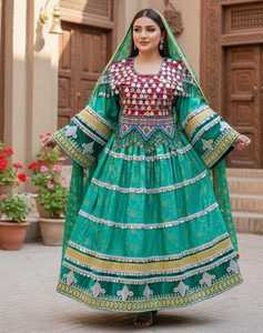 Novedades 2026: Elegante Salwar Kameez Afgano Kuchi de Georgette de Seda Bordado, Ajustado, de Manga Larga para Fiesta, Maxi Vestido para Mujer - Product Image 2