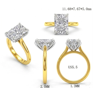 4 CT 925 Sterling <b>Silver</b> <b>Emerald</b> Cut Moissanite Engagement <b>Ring</b> Rhodium Plating for Anniversary Everyday Wear Luxury Jewelry - Product Image 3