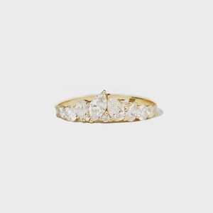 Tiara Diamond Half Eternity Wedding Bands Mix Cut Pear Marquise Lab Grown <b>Cluster</b> Elegant Stackable Rings 14k 18k Gold Wholesale - Product Image 1