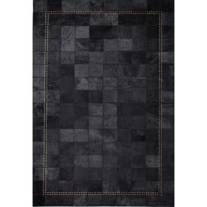 Handmade Black Cowhide Patchwork Rug with <b>Rivet</b> Design Modern Luxury <b>Leather</b> Area Carpet - Product Image 4