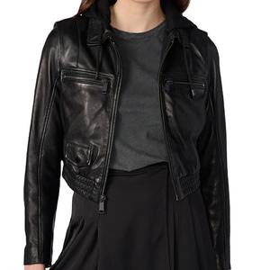 Chaqueta de Cuero Acolchada de Invierno para Mujer, Diseño Ajustado, Tejido Transpirable, Tacto Suave, Chaqueta de Motera de Piel de Oveja - Product Image 4