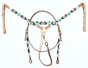 Equipo de Equitación de Cuero Genuino con Cuentas Multicolores, Collarín y Pechera Ligeros de Estilo Occidental para Montar a Caballo en Temporada - Product Image 4