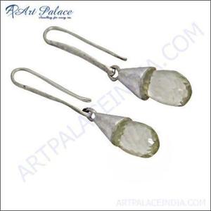 Lastest Luxury Green Amethyst Silver <b>Earrings</b> Handmade <b>Earring</b> Drops Cutstone <b>Earrings</b> <b>Hook</b> Gemstone <b>Earrings</b> - Product Image 1