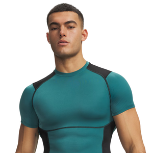 <b>Mens</b> Raglan Panel <b>Compression</b> <b>Shirt</b> Short Sleeve Crew Neck Tight Fit Quick Dry Athletic Base Layer Training <b>Shirts</b> OEM Wholesale - Product Image 3