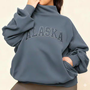 Sudadera de Cuello Alto para Mujer, Talla Grande, 100% Algodón, Ligera, Transpirable, con Impresión de Logotipo Personalizado - Product Image 1