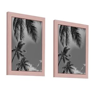 Cadre photo mural rectangulaire en bois massif avec impression UV couleur intégrale motif palmier rose, fait main, style vintage - Product Image 5