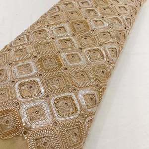 Tissu de luxe brodé de perles, dentelle africaine, maille filet, organza à sequins pour vêtements de boutique, qualité export pour les acheteurs - Product Image 1