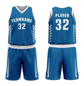 Conjunto de Uniforme de Baloncesto Personalizado Blanco y Azul Sublimado con Nombre del Equipo, 32 Piezas, Malla Transpirable, Sin Mangas, Cuello en V, Ropa Deportiva para Adultos - Product Image 2