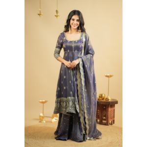 Robe Anarkali de créateur pour femmes-Lehenga et Dupatta pour les ensembles de costumes de fête - Product Image 1