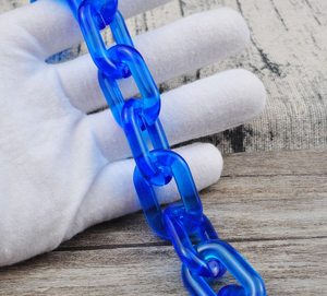 <b>Blue</b> Large Transparent Acrylic Curb Chain Links Oval Plastic Chain for Glasses Chain <b>Sunglass</b> Chain Bag Chain Open Links Chain - Product Image 2