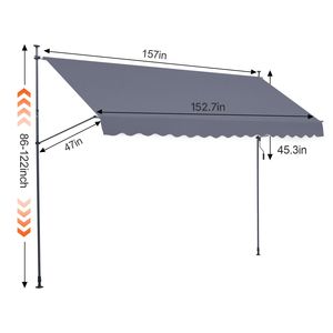 Tenda Parasole Retrattile per Patio 157 x 47 Pollici con Manovella Manuale, Tettoia Esterna Sunsetter per Terrazzo - Product Image 2
