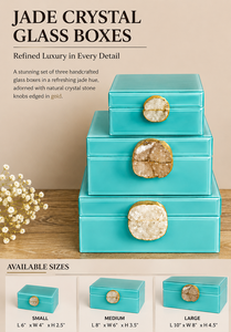 Luxury Turquoise Blue Color Mirror <b>Glass</b> Decorative Storage Box Agate <b>Knob</b> Premium Jewelry Vanity Organizer Boxes Home Decor - Product Image 6
