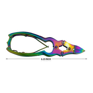 Coupe-ongles Mycotic 6 pouces à double action en acier inoxydable arc-en-ciel multicolore, robuste, pour ongles épais - Product Image 2