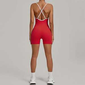 Combinaison de yoga colorblock à dos croisé pour femme - Combinaison de sport gainante, anti-transpiration et respirante - Product Image 5
