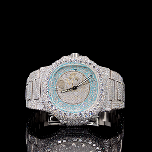 Reloj de Pulsera de Lujo con Movimiento de Cuarzo y Aleación Elaborada con Diamantes Moissanite VVS1 de Color D, Cristal Recubierto, Manecillas de Lujo, Correa de 20mm, 48MM, 3BAR - Product Image 1