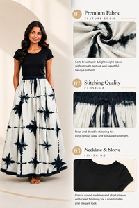 Bohemian Tie-Dye Maxi <b>Skirt</b> Set, <b>Elastic</b> Drawstring A-Line Long <b>Skirt</b>, Rayon Summer Beach Outfits, Two Piece Top <b>Skirt</b> Combo - Product Image 6