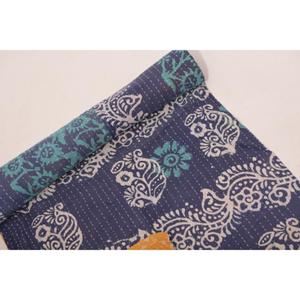 Bohemian Indian <b>Kantha</b> Quilt Handmade Cotton Reversible Vintage Bedspread <b>Throw</b> Home Accent - Product Image 5