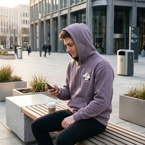 Sweat-shirt à capuche personnalisé gris lavande avec motif chat pour homme, vêtement de sport décontracté, haut à capuche, fabricant OEM ODM en gros - Product Image 4